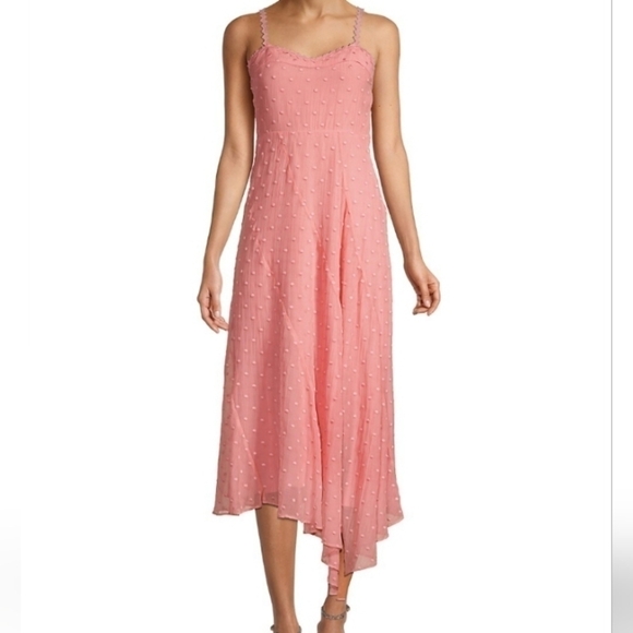 Rebecca Taylor Dot Embroidered Midi Dress in Grapefuit - Picture 1 of 12